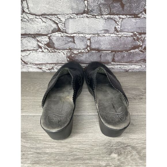 Dansko Shyanne Black Leather Floral Cut Mules Clogs Shoes Women Sz 40EU/9.5M US - Picture 6 of 16